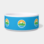 Flag of Provo, Utah Bowl<br><div class="desc">Pet Bowl with a design with the flag of Provo, Utah. A blue flag with the Provo City logo in the center. The logo represents the Utah lake and nearby mountain peaks with the rising sun in the background</div>