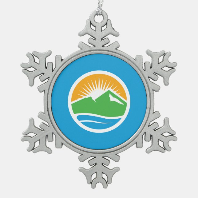 Flag of Provo, Utah Snowflake Pewter Christmas Ornament (Front)