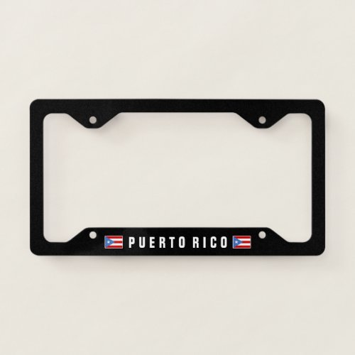Flag of Puerto Rico Auto Black License Plate Frame