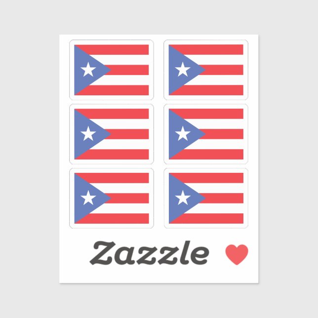 Flag of Puerto Rico Collection pack of 6 Sticker (Sheet)