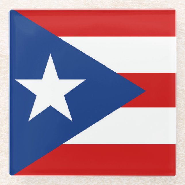 Flag of Puerto Rico Glass Coaster (Front)