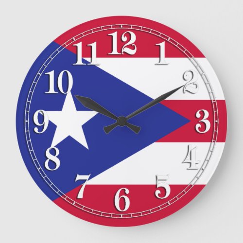 Flag of Puerto Rico Large Clock