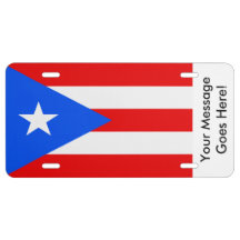 Boricua Puerto RICO Chrome Metal Auto License Plate Frame Car Tag Holder With Car Banner Flag