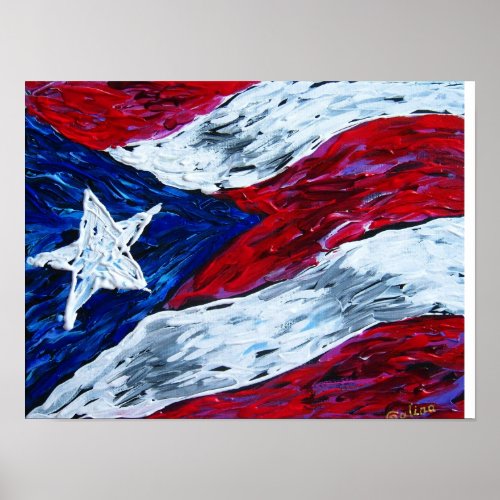 Flag of Puerto Rico Poster