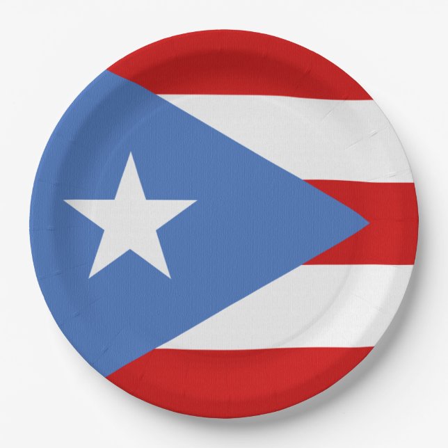 Flag of Puerto Rico Theme Paper Plates (Front)