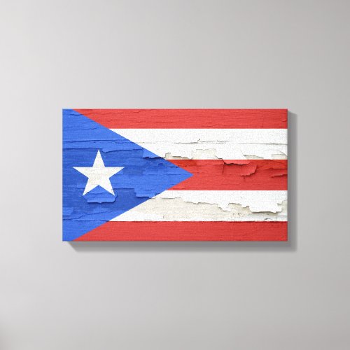 Flag of Puerto Rico Weathered Paint Canvas Print