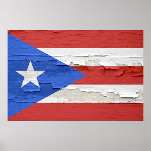 Flag of Puerto Rico Weathered Paint Poster