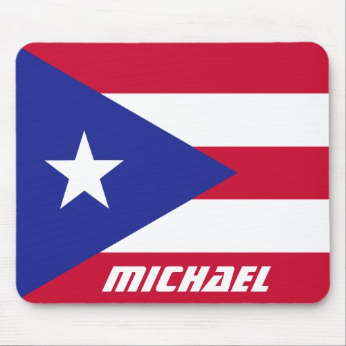 Flag of Puerto Rico with Monogram Mouse Pad
