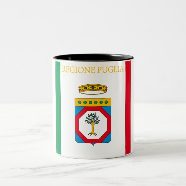 Flag of Puglia (Italy)  Two-Tone Coffee Mug (Center)