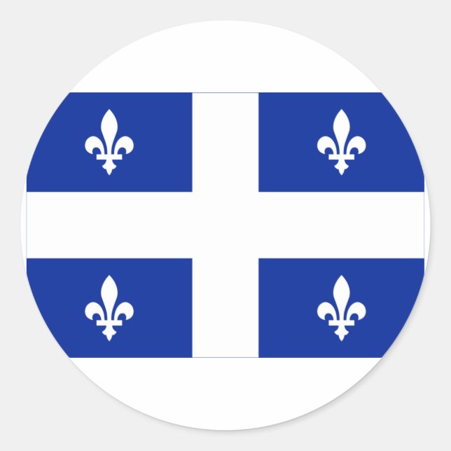 Flag of Quebec, Canada Classic Round Sticker (Front)