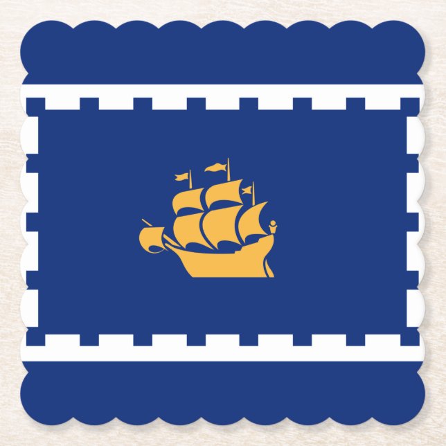 Flag of Quebec City Paper Coaster (Front)