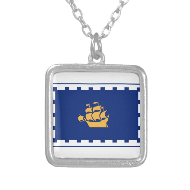 Flag of Quebec City Silver Plated Necklace (Front)