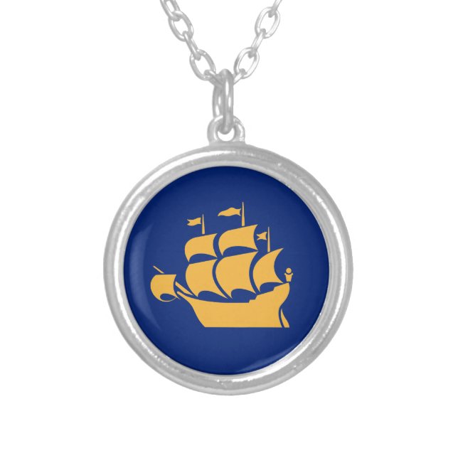 Flag of Quebec City Silver Plated Necklace (Front)
