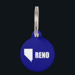 Flag of Reno, Nevada Pet ID Tag<br><div class="desc">Pet Tag with flag of city of Reno, Nevada; blue flag with white shape of Nevada with star symbolizing Reno’s location inside the state</div>