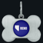 Flag of Reno, Nevada Pet Name Tag<br><div class="desc">Pet Tag with flag of city of Reno,  Nevada; blue flag with white shape of Nevada with star symbolizing Reno’s location inside the state</div>