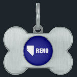 Flag of Reno, Nevada Pet Name Tag<br><div class="desc">Pet Tag with flag of city of Reno,  Nevada; blue flag with white shape of Nevada with star symbolizing Reno’s location inside the state</div>