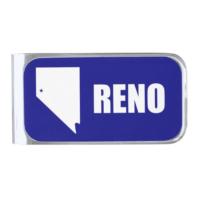 Flag of Reno, Nevada Silver Finish Money Clip (Front)