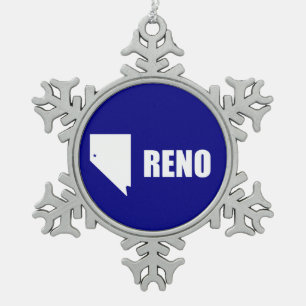 Flag of Reno, Nevada Snowflake Pewter Christmas Ornament