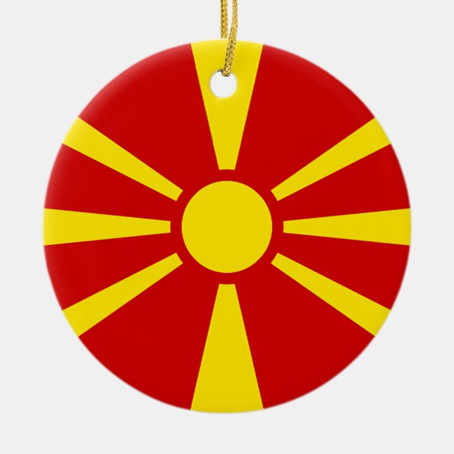 Flag of Republic of Macedonia Ceramic Ornament (Front)
