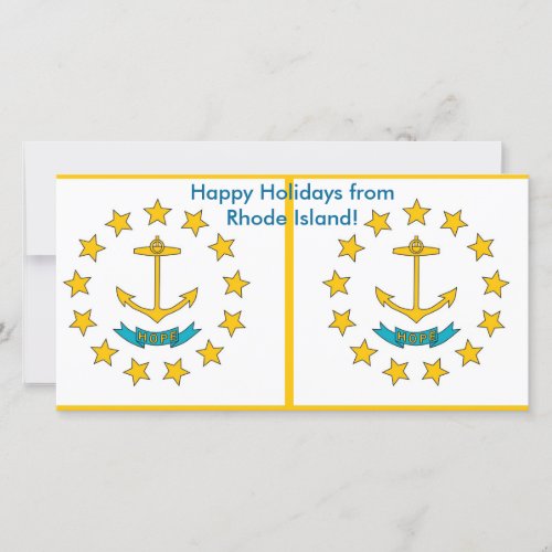 Flag of Rhode Island Happy Holidays from USA Holiday Card