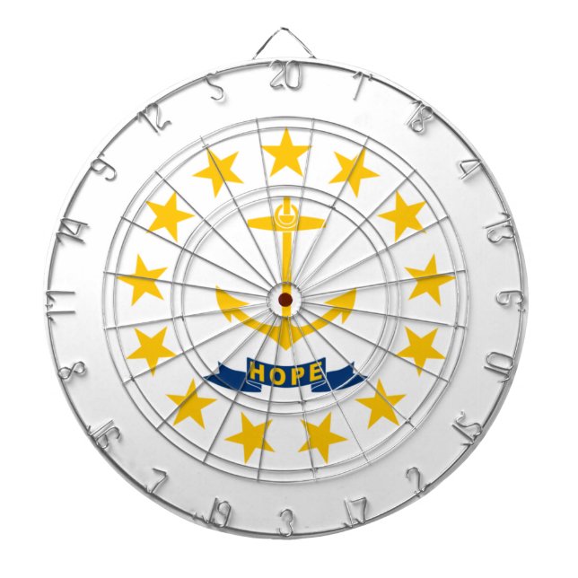Flag of Rhode Island (US State) Dart Board (Front)