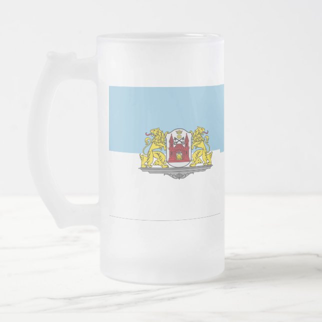 Flag of Riga, Latvia Frosted Glass Beer Mug (Left)