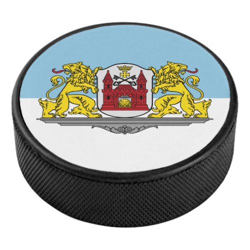 Flag of Riga Latvia Hockey Puck