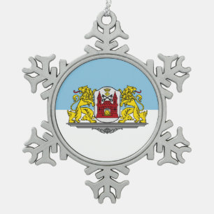 Flag of Riga, Latvia Snowflake Pewter Christmas Or Snowflake Pewter Christmas Ornament