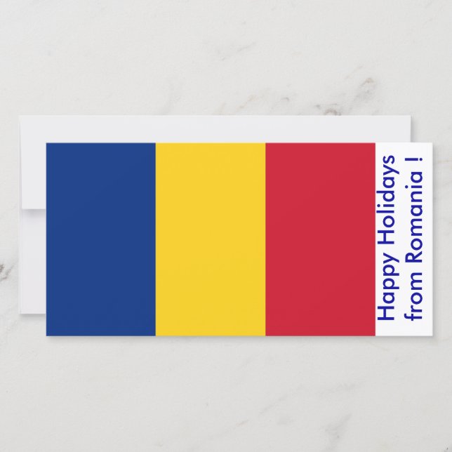 Flag of Romania, Happy Holidays from Romania Holiday Card (Front)
