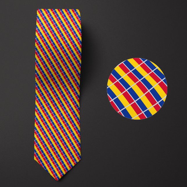 Flag of Romania Pattern Neck Tie (Creator Uploaded)