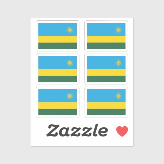 Flag of Rwanda Collection pack of 6 Sticker (Sheet)