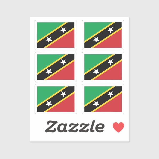 Flag of Saint Kitts & Nevis Collection pack of 6 Sticker (Sheet)