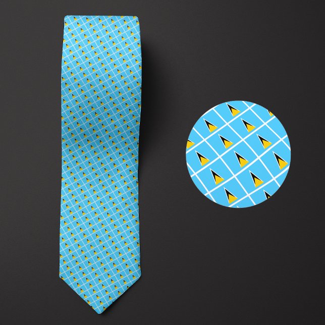 Flag of Saint Lucia Pattern Neck Tie (Creator Uploaded)