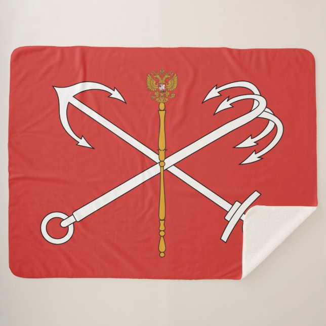 Flag of Saint Petersburg (Russia) Sherpa Blanket (Front (Horizontal))