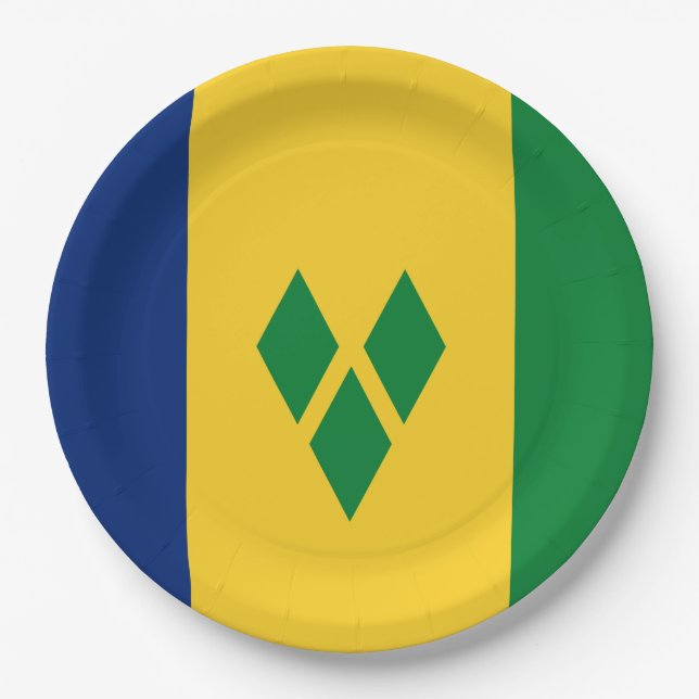 Flag of Saint Vincent and the Grenadines Paper Plates (Front)