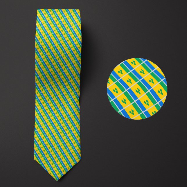 Flag of Saint Vincent and the Grenadines Pattern Neck Tie (Creator Uploaded)