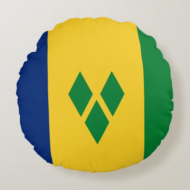 Flag of Saint Vincent and the Grenadines Round Pillow (Front)