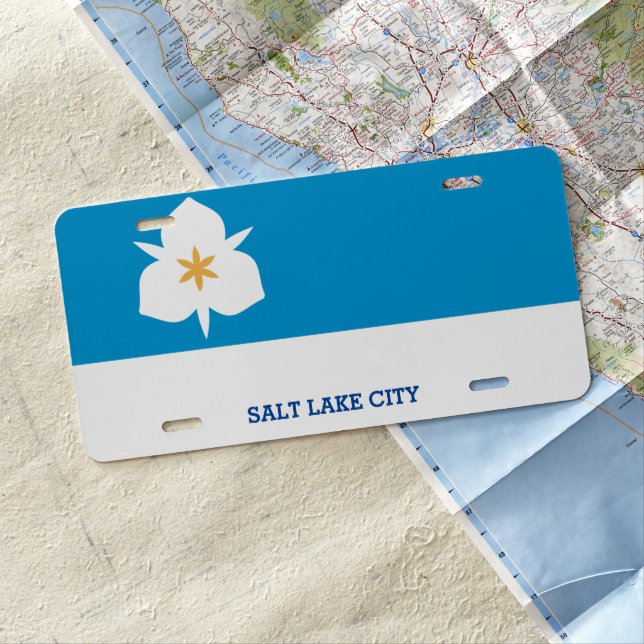 Flag of Salt Lake City, Utah License Plate (In Situ)