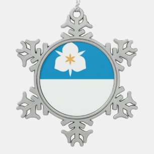 Flag of Salt Lake City, Utah Snowflake Pewter Christmas Ornament