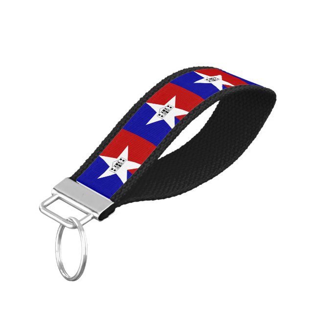 Flag of San Antonio, Texas Wrist Keychain (Angled Down)