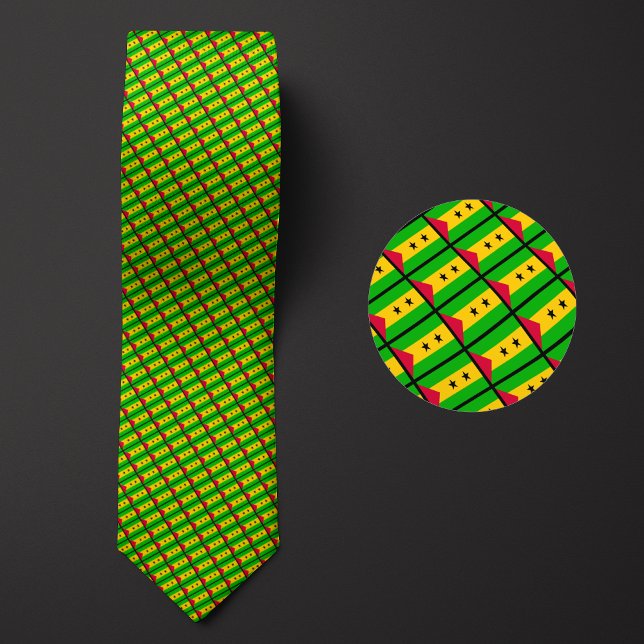 Flag of Sao Tome and Principe Pattern Neck Tie (Creator Uploaded)