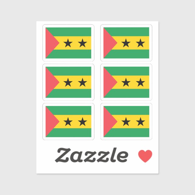 Flag of Sao Tome & Principe Collection pack of 6 Sticker (Sheet)