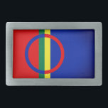 Flag of Sápmi Belt Buckle<br><div class="desc">The Sápmi region stretches over four countries: Norway, Sweden, Finland, and Russia. On the north it is bounded by the Barents Sea, on the west by the Norwegian Sea, and on the east by the White Sea. The area is historically referred to as Lapland in English, although the term "Lapp"...</div>
