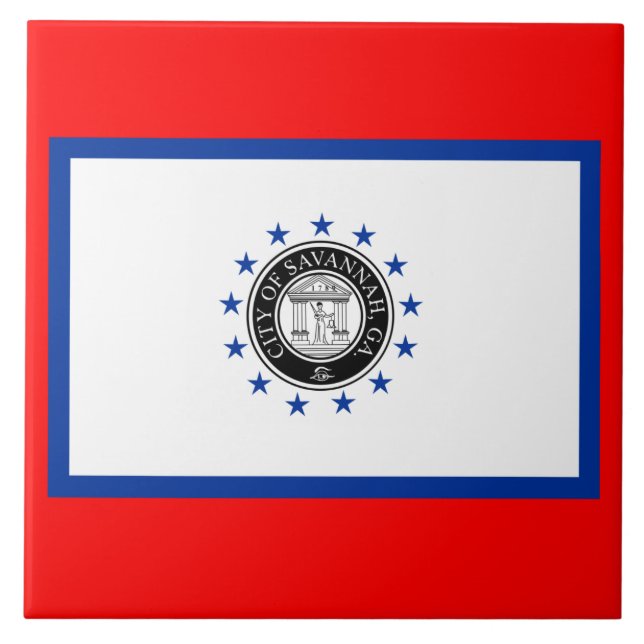 Flag of Savannah (Georgia) Ceramic Tile (Front)
