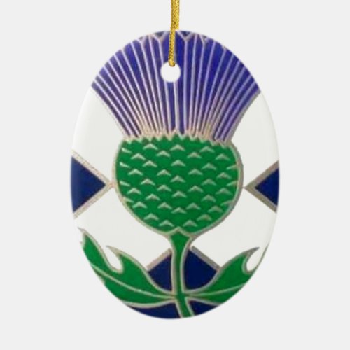 Flag of Scotland and Thistle Ceramic Ornament