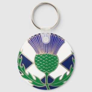 Flag of Scotland and Thistle Keychain