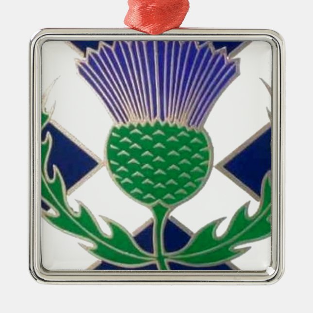 Flag of Scotland and Thistle Metal Ornament (Front)