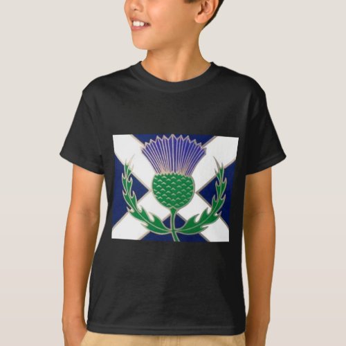 Flag of Scotland and Thistle T_Shirt