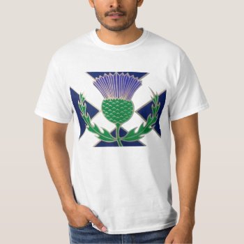 Flag Of Scotland And Thistle T-shirt by RevZazzle at Zazzle