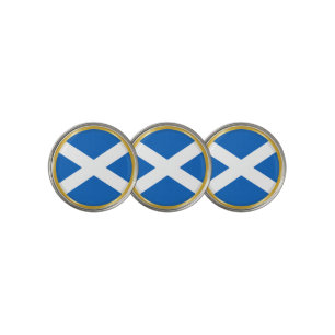 Flag of Scotland in Golden Circle Golf Ball Marker